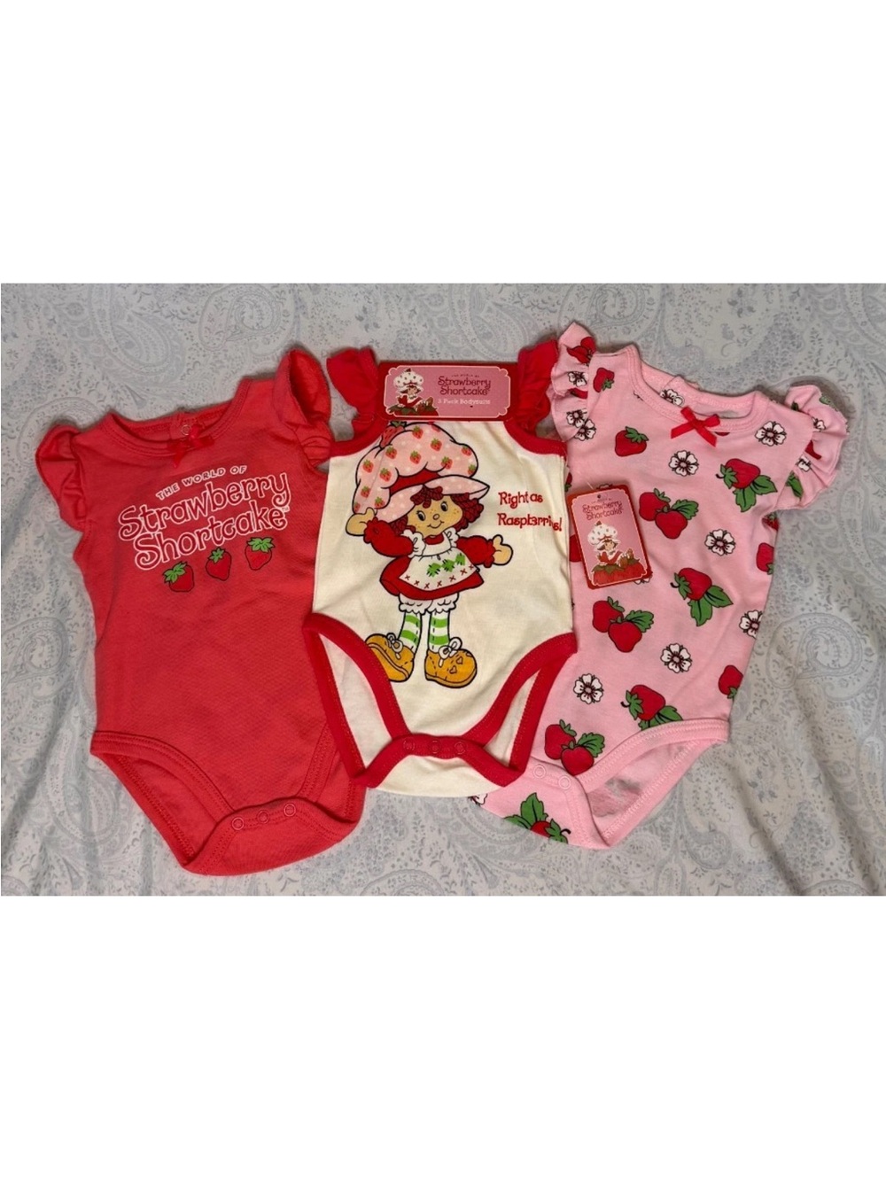 Strawberry Shortcake Infants Pink & Red One-Piece Bodysuit 3 piece Set